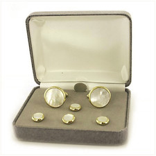 Vanguard NAVY CUFF LINKS AND SHIRT STUDS: GENUINE MOTHER OF PEARL picture