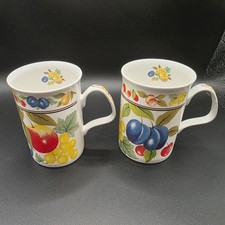 Vintage Roy Kirkham Eden English Fine Bone China Fruit Garden Mugs Set Of 2 picture