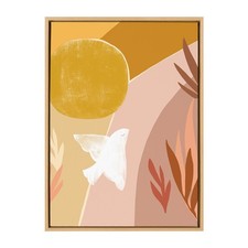 Kate and Laurel Sylvie Sunrise Dove Framed Canvas 23x33 Natural Geometric Art picture