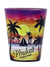 PHUKET THAILAND PALM SUNSET SHOT GLASS SHOTGLASS picture