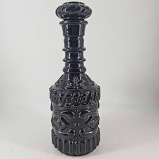 Vintage 60's black pressed Glass Jim Beam Decanter w cork Stopper picture