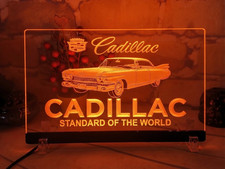 Vintage Cadillac Standard of the World Edge Lit Acrylic LED Light Sign Lamp deco picture