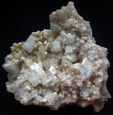 OKENITE & GYROLITE BALLS W/ APOPHYLLITE CRYSTALS ON PHREHENITE MATRIX MINERALS picture