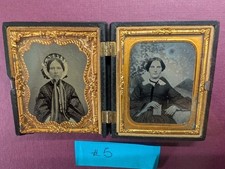 1857 Pair of Ninth‑Plate Ambrotypes – Two Women – Crisp & Sharp – Littlefield, P picture