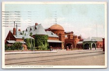 Antique California Postcard LOS ANGELES Santa Fe Station 1921 picture