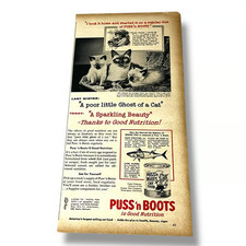 1956 Puss n Boots Cat Food A Poor Little Ghost Original Vintage Print Ad K picture