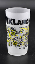 VTG 1950s Hazel Atlas Oklahoma State Souvenir Drinking Glass Tumbler Frosted 5