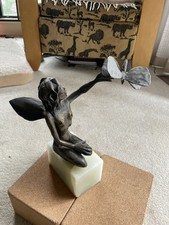 Rare Original Carla Manrho Bronze Fairy Elf Butterfly Sculpture Marble 1983 picture