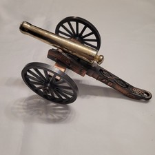 Vintage Civil War Field Cannon Model Heavy Metal Brass Tone 10