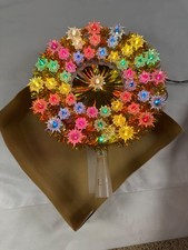 Vintage 49 Light Christmas Tree Topper Flashing Multicolor Starburst Gold Tinsel picture