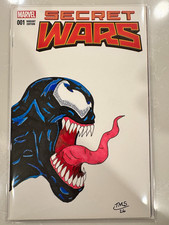 Venom Custom Sketch Commission Cover. Original Art Secret Wars Blank Comic picture