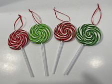 Christmas Ornaments Clay Dough Peppermint Lollipops Set of 4 picture