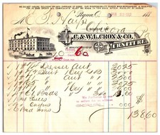 Original 1892 - C & W.L. Cron & Co. Furniture Store Receipt - Piqua, Ohio picture