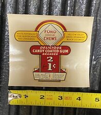 NOS ORIGINAL FORD GUMBALL, VENDING 2 FOR 1 Cent Chickle Chew COINOP DECAL picture