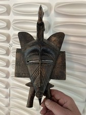 LARGE VINTAGE Hand Carved Wood African Wall Mask 15