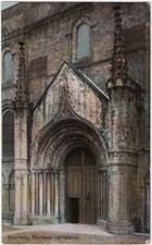 Antique 1908 Durham Cathedral Doorway Durham England Color Lithograph Postcard picture