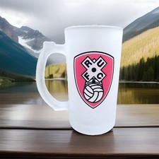 Rotherham United Frosted beer Stein Glass Man Cave Pub Sport Fan Collectors  picture