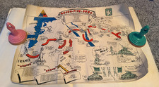 Original 1945 WWII 750th Tank Battalion Pictorial Map Cpl. Edward Oauss Vintage picture