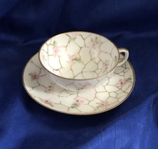 Antique CFH Charles Field Haviland Limoges  Hand Painted Cup Saucer Set Florals picture