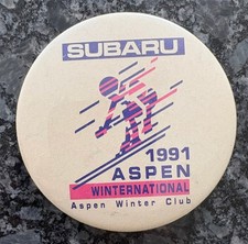 Vintage 1991 Subaru Aspen International Winter Club Pin Button 2.5