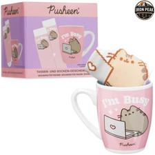 Coffee Mug And Crew Socks Set Pink Pusheen 11oz Ceramic Microwave Safe picture