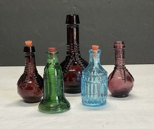  Vintage Miniature Colored Glass Bitters Lot Of 5 Wheaton Style / Taiwan Used picture