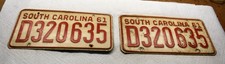 Vintage 1961 South Carolina License Plates picture