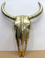LARGE VTG SOUTHWEST CAST BRASS STEER SCULL COW/BULL 19