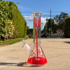 10 Inch Premium Red Tree Glass Bong  Hookah Water Filter Pipe with 14mm Bowl picture