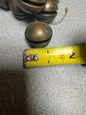11 Antique Finish Bronze Metal Sleigh Bells Lot, Round,  Marked No. 1 picture