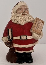 Rare antique Santa Claus First Granite City National ILL white metal still bank picture