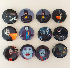 1989 DC Batman & Joker Movie & TV Character Pinback Buttons Pins Lot of 12 picture