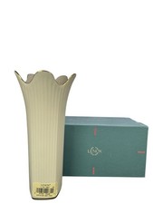 NWOB Lenox Meridian bud flower Vase Porcelain Gold Trim Fluted Ribbed picture