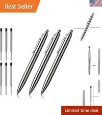 Elegant 3-Pcs Stainless Steel Ballpoint Pens with 6 Refills for Office & Gifts picture