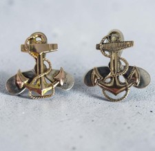 VTG WWII Amico 1/20 10K Gold Filled 925 Sterling Silver Navy Machinist Pin Pair picture