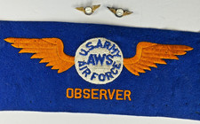 Vintage WWII Army Air Forces AWS Observer Armband & 2 Wings Pins Insignia Lot picture