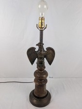 1960's Vintage Federal Brass Eagle Wooden Table Lamp Works Great no lampshade  picture