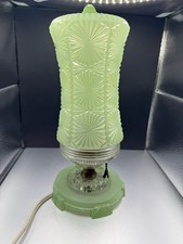 Vintage Art Deco Green Glass Boudoir Lamp picture