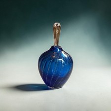 Maytum Studio Art Glass Blue Swirl Perfume Bottle Stopper Signed 1997 5