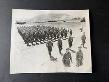 Vintage US Army Soldiers Marching Formation Photo Helmets Rifles Military Parade picture