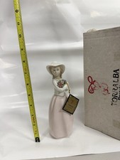 Vintage Torralba Spain Porcelain Lady Girl Figurine Pink Dress 8” w/ Box Tag picture
