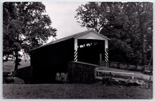 Vintage Real Photo Postcard Covered Bridge Black & White Rppc Mid-Century picture
