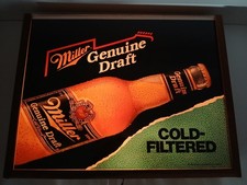Vintage 1990 Miller Beer GENUINE DRAFT + DEER IN MOTION 2-in-1 Lighted Bar Sign picture