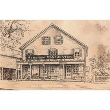Vintage Manchester's Store Abraham Manchester Adamsville RI Postcard Sketch E47C picture