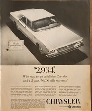 1963 Chrysler Newport 4 door sedan Car Vintage Ad 14 x 11 wise way to get a full picture