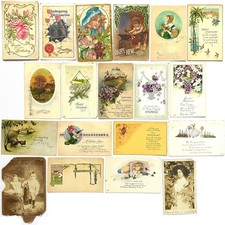 Lot of Used 18  Holiday & Greeting Postcards 1909-28 + Old Creepy Kids Photo picture