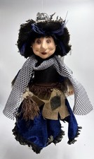 Lrg Vntg Pendle 15” Good Luck Hanging Kitchen Witch W Broom Halloween Doll picture