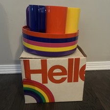 Vintage Heller Rainbow Max Set Of Six Plates And Mugs Massimo Vignelli Style 112 picture