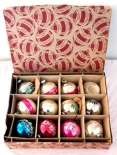 Vintage George Franke Sons Co Box of Christmas Ornaments Made in U S of A picture