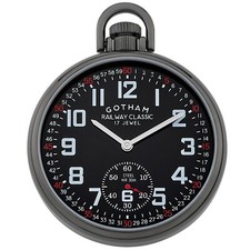 Gotham Men's Gun-Plated Stainless Steel Mechanical Railroad Pocket Watch picture